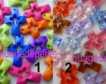 16 cross pendants mixed color 35mm