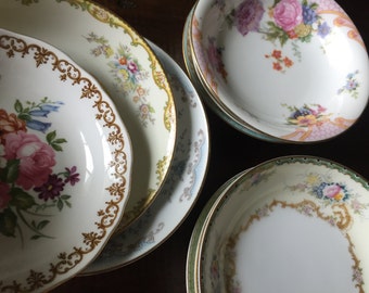 Set of 50 Vintage China Fruit Bowls for Tea Parties, Bridal Luncheons, Showers, Mismatched Tea Set, Alice in Wonderland