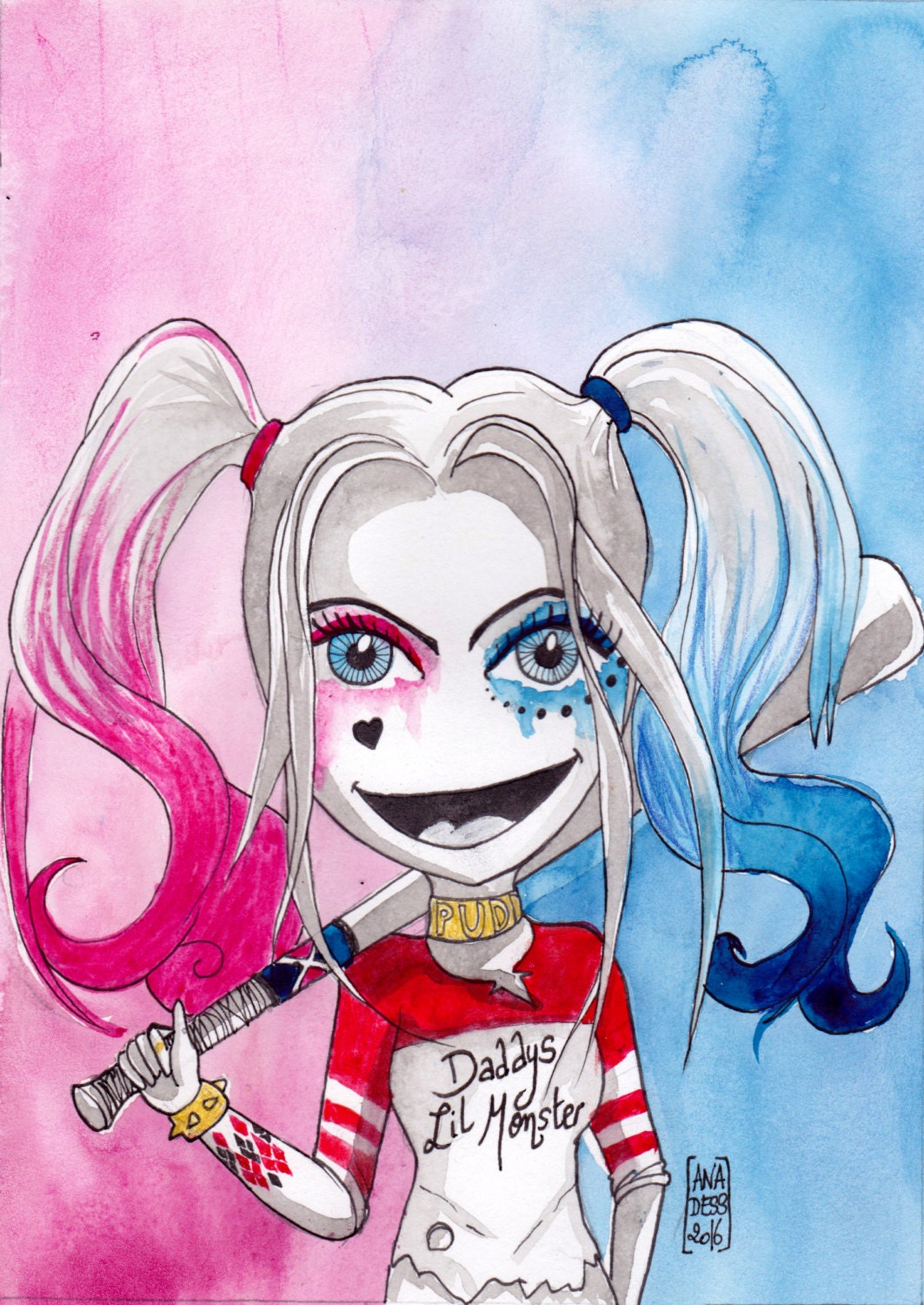 Ana Dess in Harley Quinn Suicide squad Original drawing