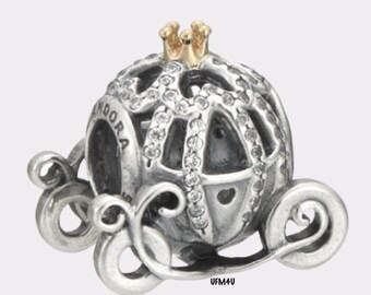 Authentic Pandora Disney Cinderella's Pumpkin Coach Charm with 14k