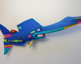 Fish Art - Original Fish Art Created from Recycled Wood, and other recycled materials to create a Whimsical Fish Ready to Hang in any room