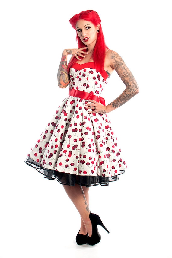 Cherry Dress Corset Dress Cherries Dress Rockabilly Dress