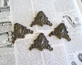 Four Little Vintage Brass Corner Pieces