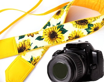 Sunflowers camera strap. Yellow flowers Camera strap. DSLR / SLR Camera Strap. Strap covers by InTePro