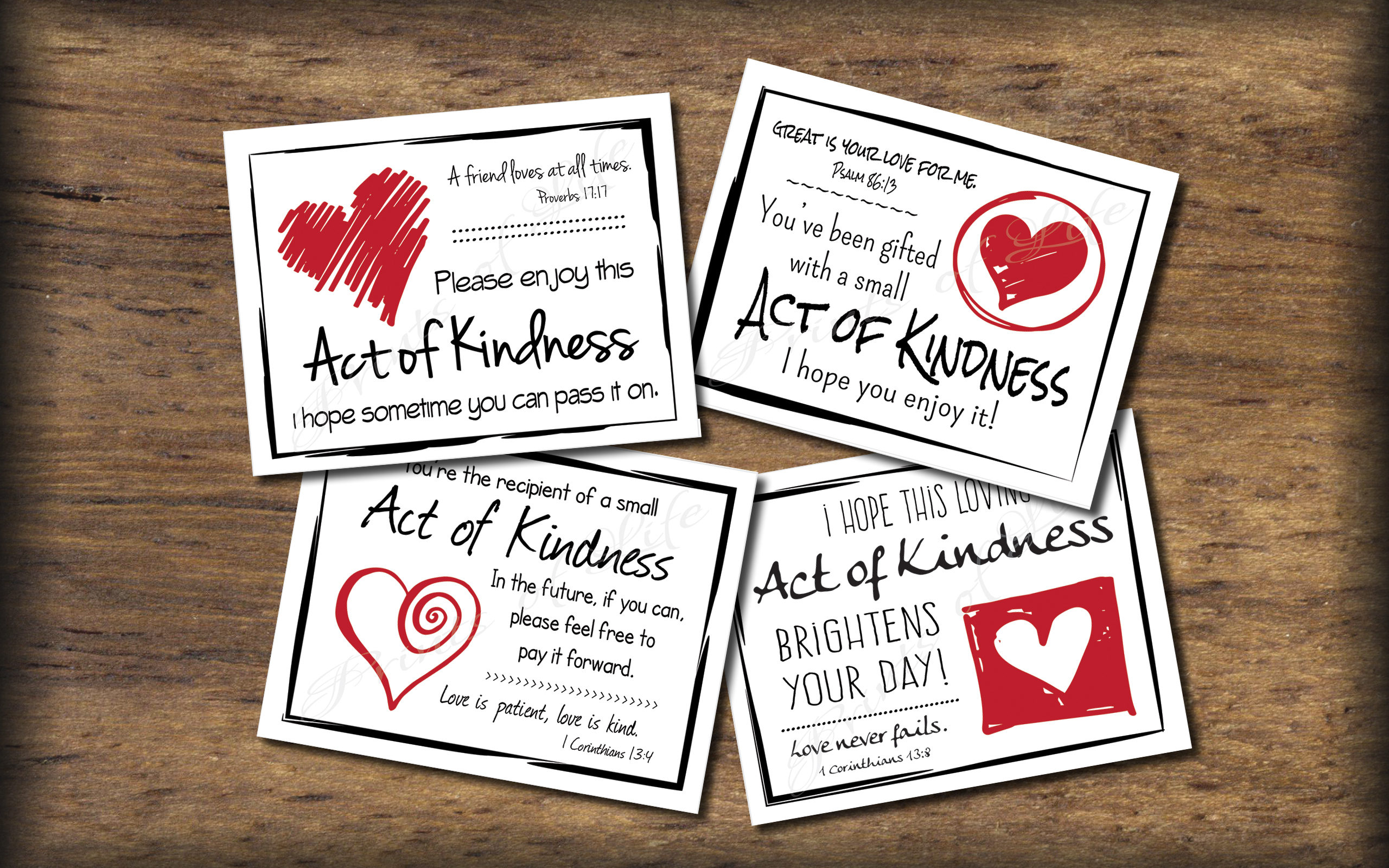 Love Random Act Of Kindness Cards Instant Download Pdf