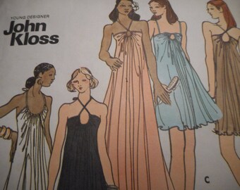 SALE Vintage 1970's Butterick 3407 John Kloss Gown Sewing Pattern, Size 12 Bust 34