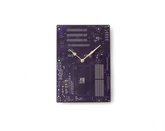 Dark Purple Large Wall Clock - Circuit Board Clock - Computer Clock - Unique Wall Clock - Unique Gift - Boyfriend Gift - Husband Gift