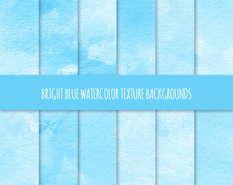 Blue Watercolor Texture Digital Paper; Blue Painted Watercolor Backgrounds ~ Watercolor Scrapbook Paper ~ Watercolor Card Background