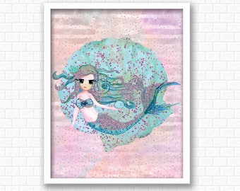 Mermaid watercolor | Etsy