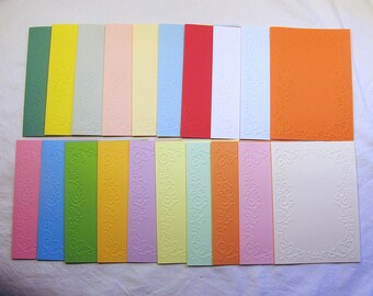 20 Greeting cards/double cards with frame embossing in 20 different colors