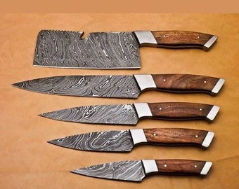 Stunning Damascus chef knife set edgy blades unique HANDMADE