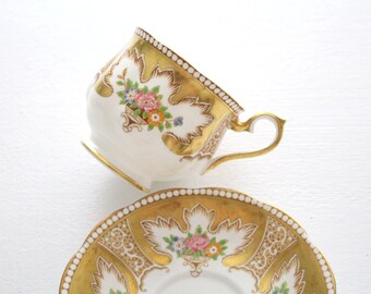 Vintage, English Bone China Tea Cup and Saucer by Royal Albert, Hampton Shape, Royalty Pattern, Replacement China - ca. 1930s