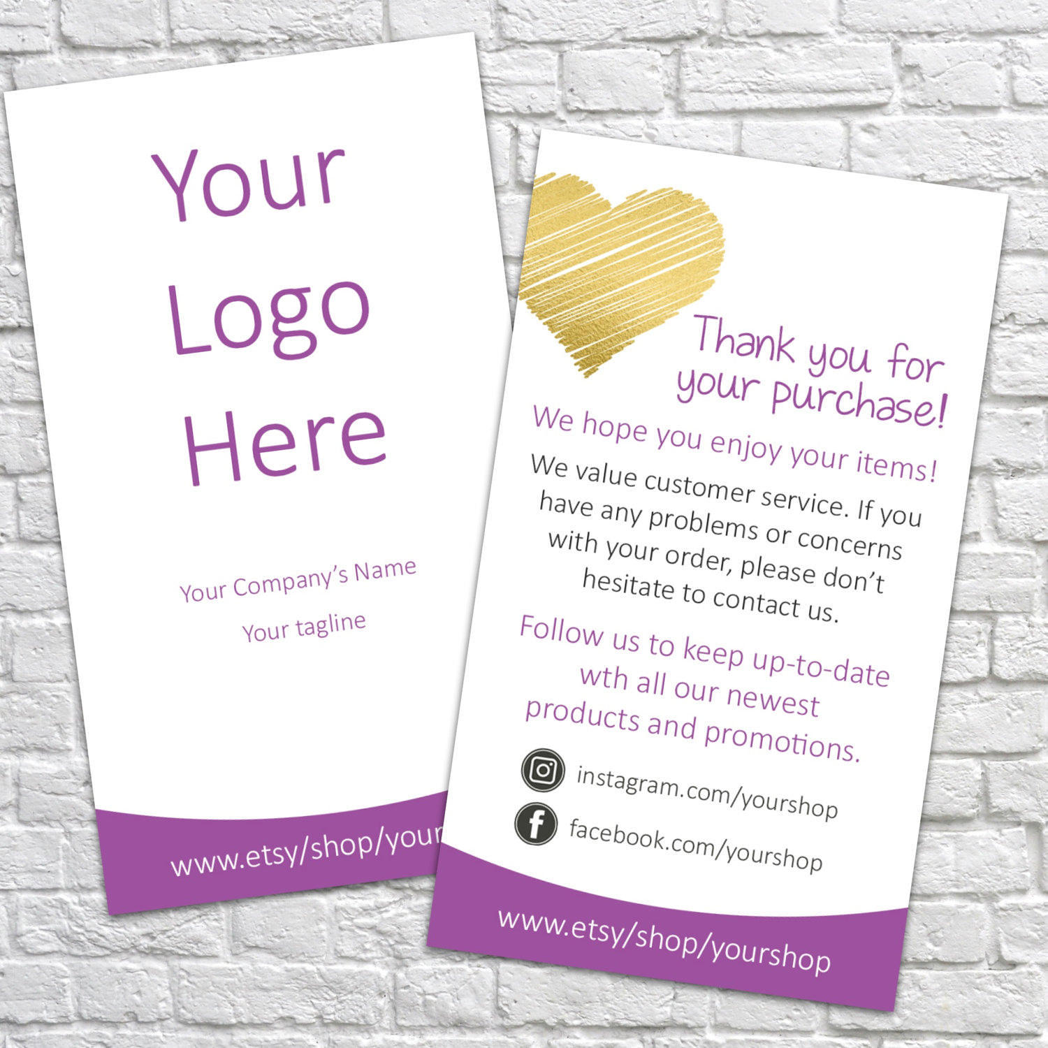 thank you for your order card