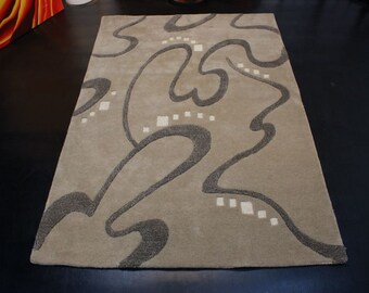 nr 1800 Modern carpet Handtufted gray wool about 200 x 150 cm New ( 6,6 x 4,9 ft. )