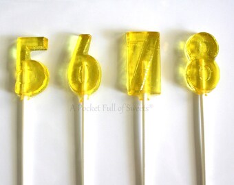 5th Birthday Party Favors, Number Party Favors, Number 5 Lollipops, Table Numbers, Number FIVE, Turning 5, Set of 12 Barley Sugar Lollipops