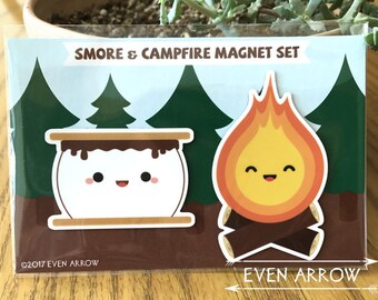 Cute Smore and Campfire Magnet Set