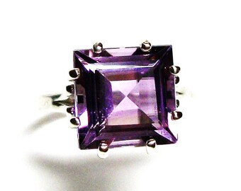 Amethyst, AAA amethyst, amethyst ring, princess amethyst, engagement ring, birthstone ring,solitaire ring, purple, s 6 1/2 "Purple Haze"
