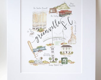 Greenville SC Illustration Print