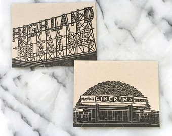 Los Angeles Eastside Neighborhood Letterpress Greeting Cards, Set of 4