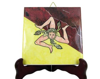 Trinacria - Sicily - ceramic tile handmade in Italy - Sicilian Trinacria - Trinacria symbol - Trinacria of Sicily