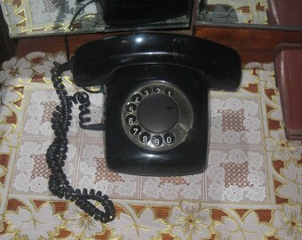 Vintage black phone of the USSR Period.