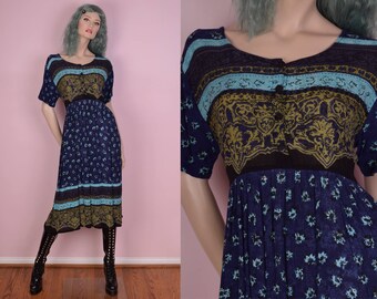 90s Floral Print Flowy Dress/ Small/ 1990s/ Summer