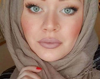 Crescent Nose Ring - Nose Piercing - Moon Nose Ring - Nose Stud - Silver Nose Hoop - Thin Nose Ring - Snug Nose Ring - Double Nose Ring
