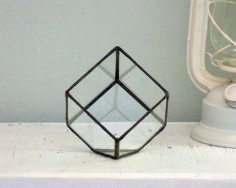 Geometric Terrarium, A Stained Glass Cube Terrarium, Use As a Planter,Wedding Ring Box or a Jewelry Box