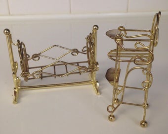 Vintage brass dollhouse furniture