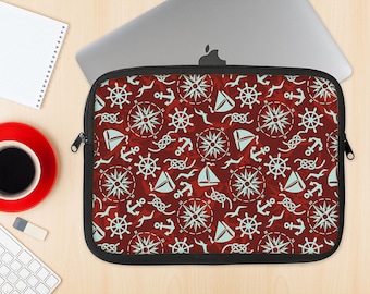 The Red Nautica Collage Dye-Sublimated NeoPrene MacBook Laptop Sleeve Carrying Case