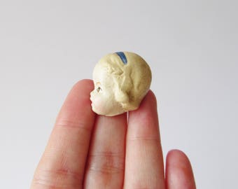 Handmade Doll Brooch Elise - Paperclay Face Pin