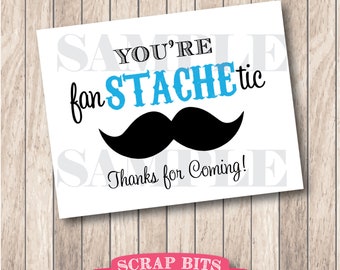 You're Fan-STACHE-tic Mustache Party Sign, Little Man Party Sign (aqua) . Instant Download Printable Mustache Party Sign