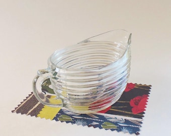 Mid Century Creamer - Vintage 1 Cup Clear Glass Ribbed Creamer - Retro Textured Look with Crisp Design - Also Great for Syrup or Dressings