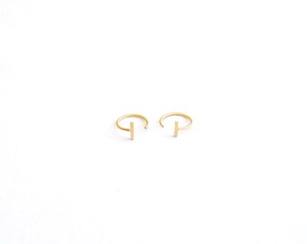 Staple Bar Hugging Hoops 14k Gold Filled Hug Earrings Ear Hugger Hoops Minimalist Fashion Jewelry Hand Made Gift Simple hoops 0253