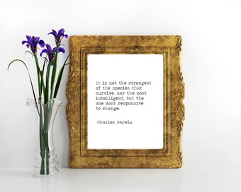 Charles Darwin evolution quote Science quote Biology quote gift for teacher science art darwin quote origin of species digital print species