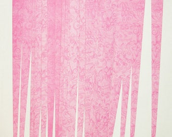 Pre Cut Paper Bead Strips, Craft Supplies Paper Bead Supplies Pink Scroll Design