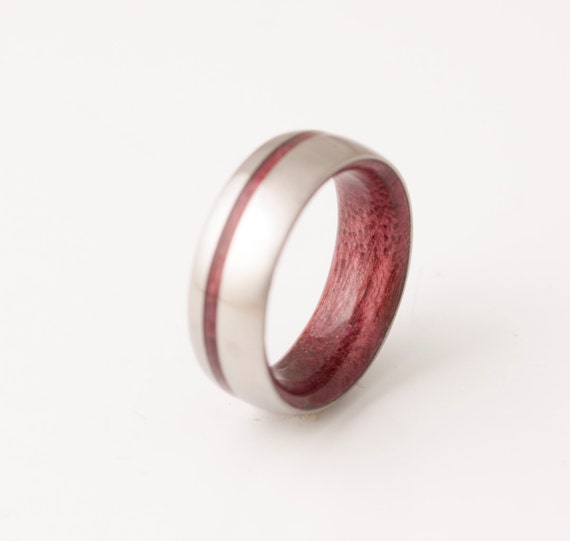 titanium purple heart wood // wide band wood ring // mens wood