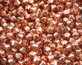 50 pcs - 3 mm copper beads - genuine copper beads - 3 mm beads - copper bicone beads -pure copper findings
