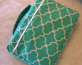 Bible Cover Teal and White Your Book Measurements Required