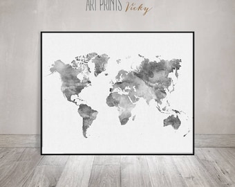 black and grey world map