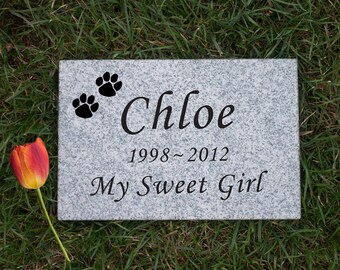 9" x 6" x 1" Granite Pet Memorial Stone - Free Shipping