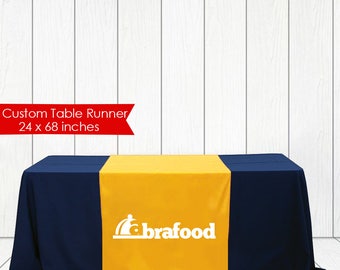 Trade show table runner custom logo, table runner for event, Craft show table runner custom logo,Table runner 24 x 68 inches custom logo.