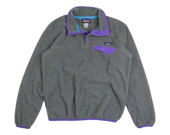 PATAGONIA SNAP T FLEECE patagonia synchilla Gray grey Purple patagonia pullover patagonia sweater outdoor mountain Vintage Womens Medium