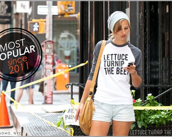 Lettuce turnip the beet ® trademark brand OFFICIAL SITE - grey baseball jersey with classic logo - seen on MTV - funny foodie chef shirt