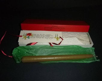 Bayberry Candles, Colonial Candle Company, Cape Cod MA, 10 inch green vintage candles, wonderful tag, in original box, mid century holiday