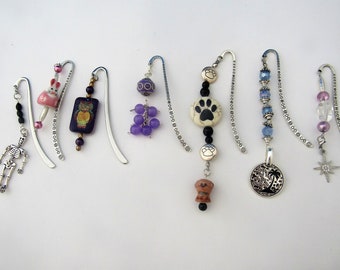 Unique beaded bookmarks, skeleton bookmark, bunny bookmark, owl bookmark, purple bookmark, dog bookmark, beach bookmark, star bookmark