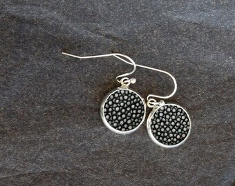 Black stingray leather earrings, dangle earrings, gift for her, Mother's Day, Valentine' s, girlfriend gift, best friend, sister gift
