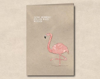 Wishes to true be - double card with Flamingo