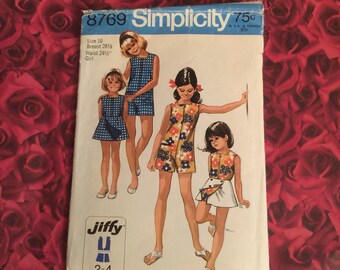 70's Vintage Girls Pant dress Reversible wrap skirt Sewing Pattern