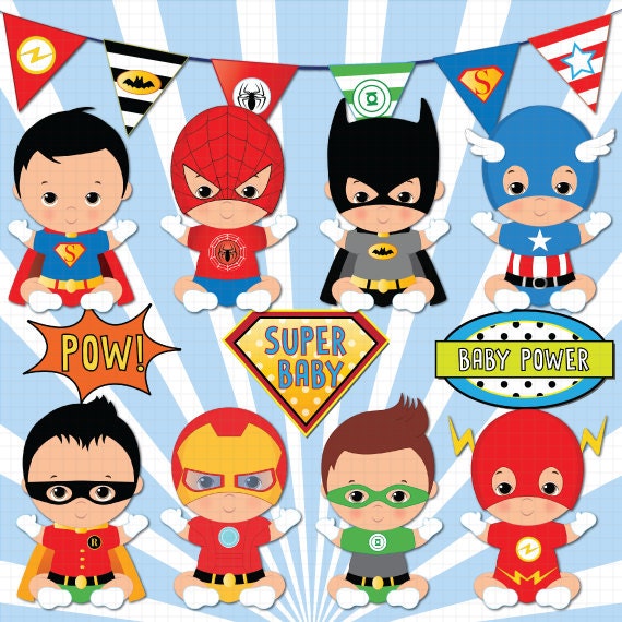 Brown skin Superhero baby clipart Super baby Baby boys